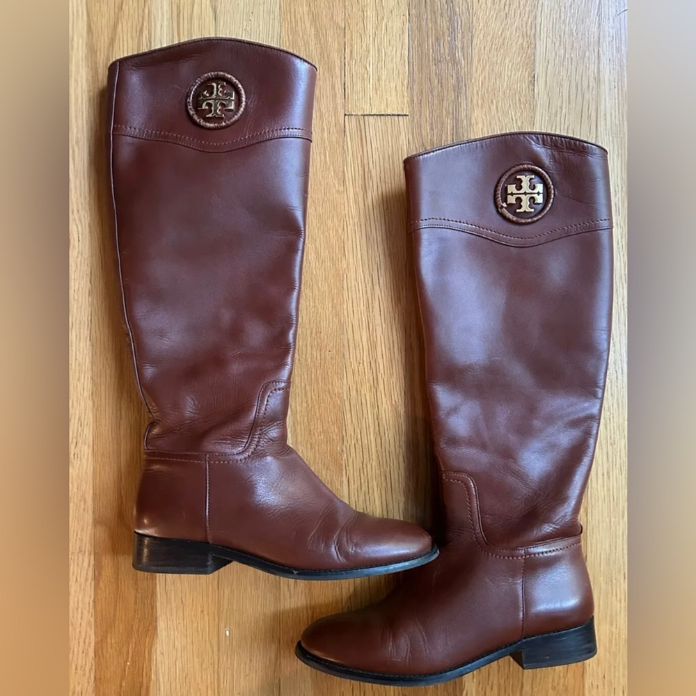 Tory Burch Brown Adeline Leather Riding Boots (Size 6.5)
